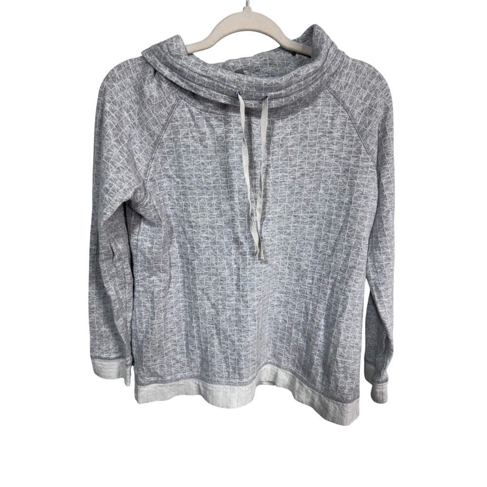Talbots S Gray Funnel Neck Sweatshirt‎ Women's Geometric Textured Pullover